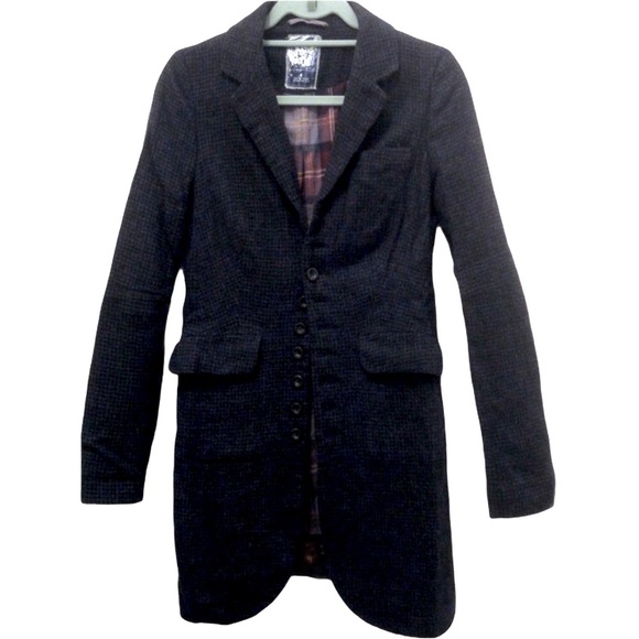 FREE PEOPLE small checkered wool jacket size 4 EUC - Picture 3 of 12